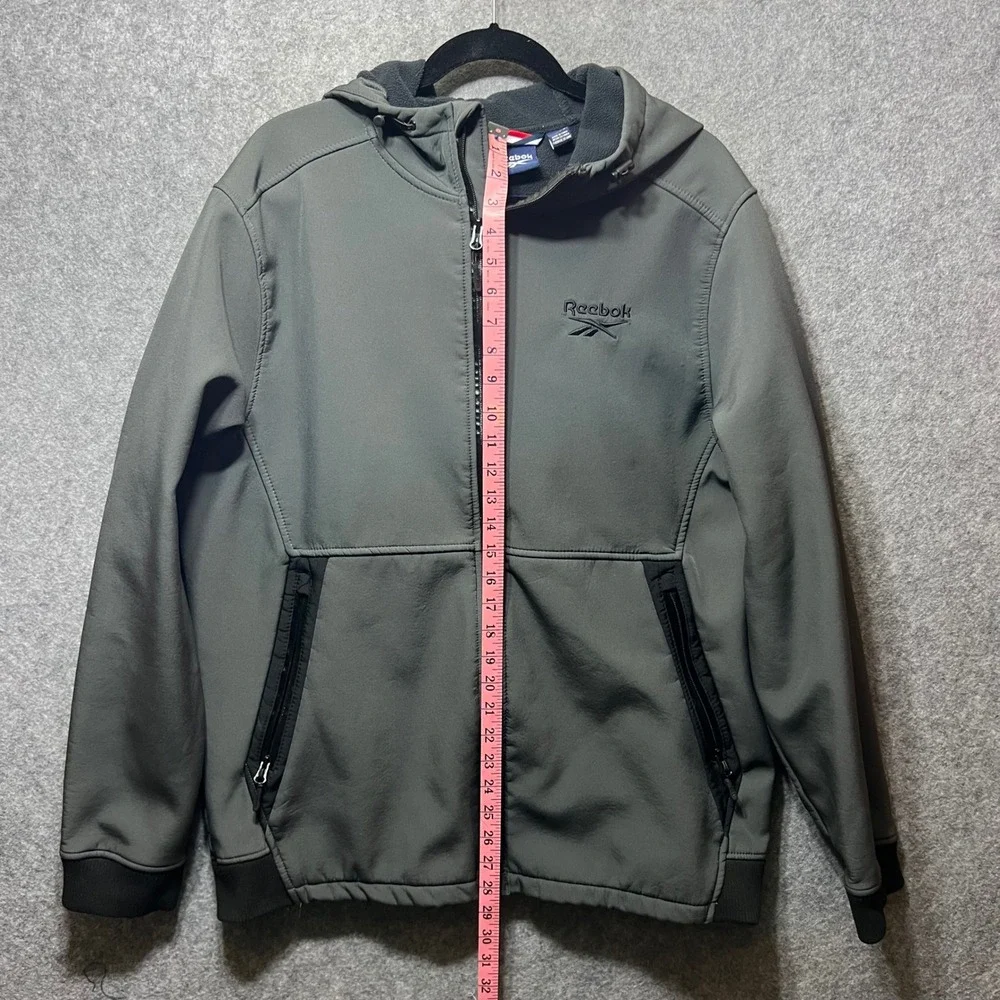 Reebok Men's XL Gray Softshell Fleece Lined‎ Hooded Zip Jacket Activewear